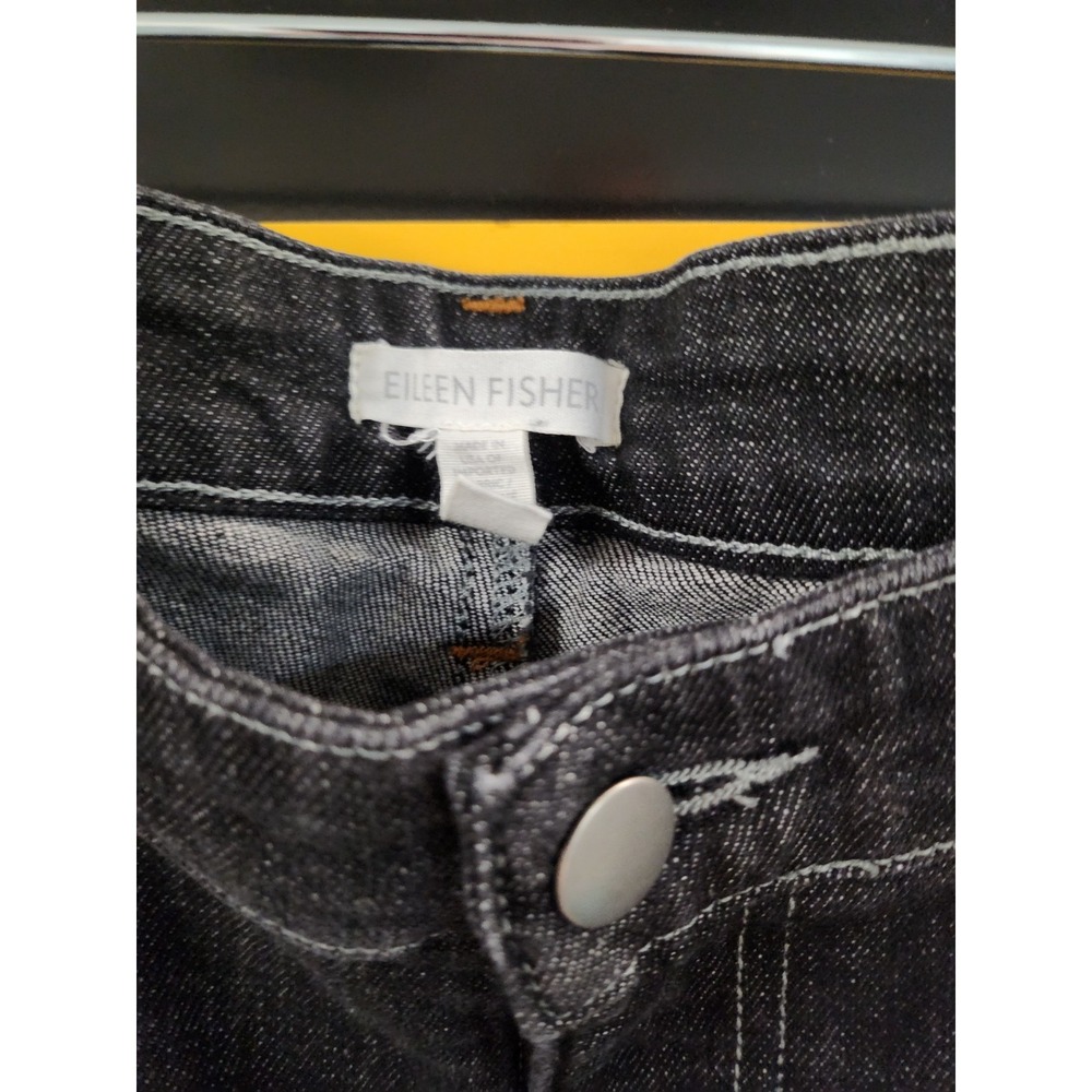 Eileen Fisher Black faded Woman's Jeans Sz 12 100% Organic - Picture 3 of 4